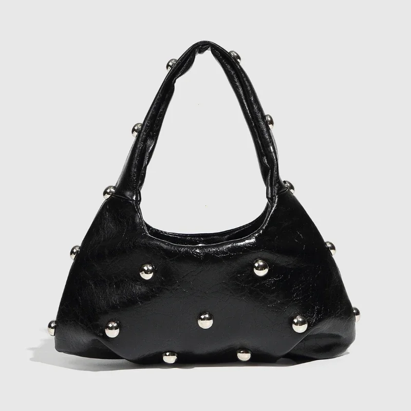 niche luxe chic dame rivet sac à bandoulière 2025 nouveau concepteur hobos demi lune sous les bras sacs mode rétro haut de gamme femmes sacs à main