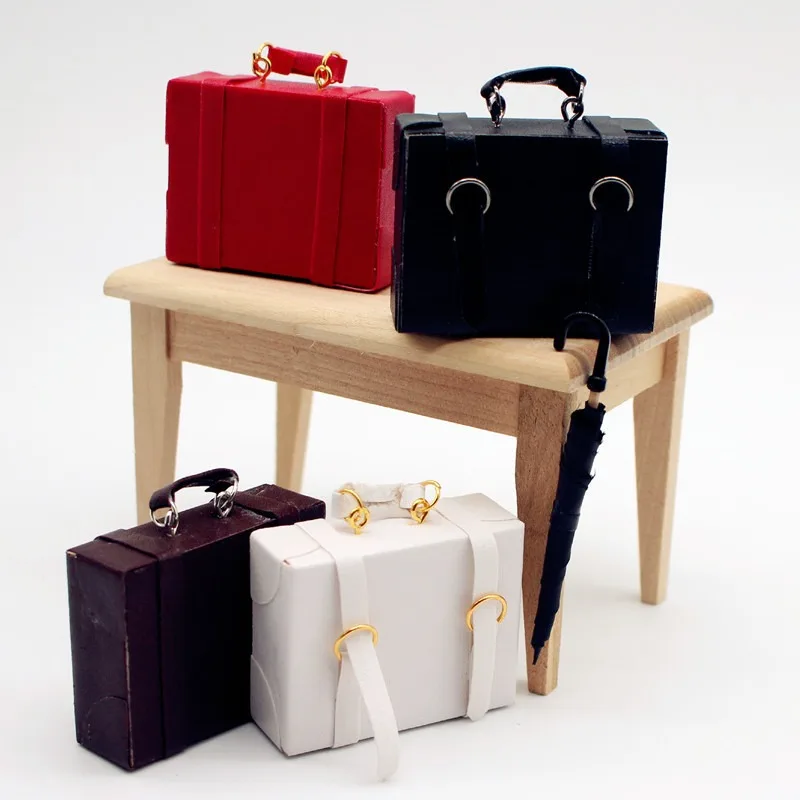 maison de poupée maison de poupée simulation valise en cuir porte-documents mini modèle bricolage sac à main miniature scène décoration