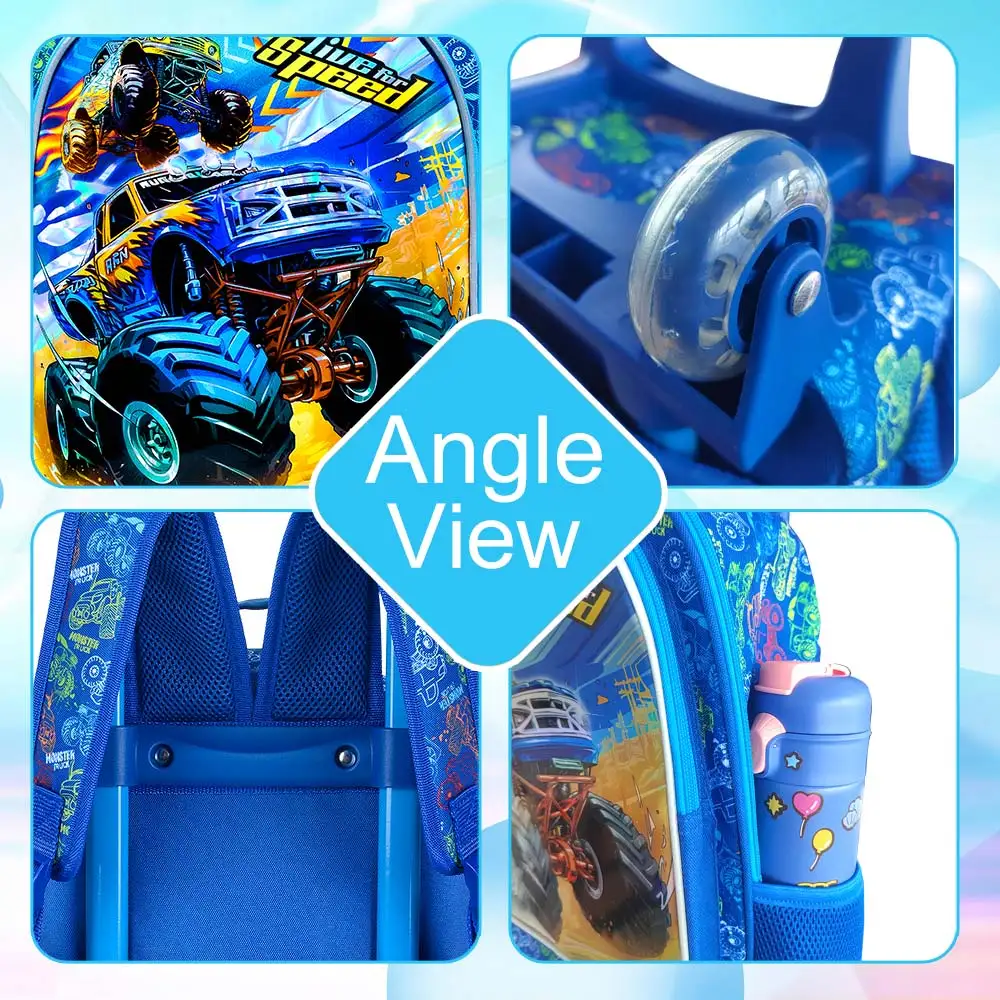 valise pour enfants pour garçons, bagage roulant de voiture avec roues, bagage de voyage pour enfants en bas âge élémentaire