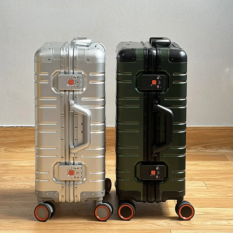 valise de voyage tout en aluminium de haute qualité, bagage à roulettes, bagage à roulettes, cabine à main, 100% po, 20 po, 24/29
