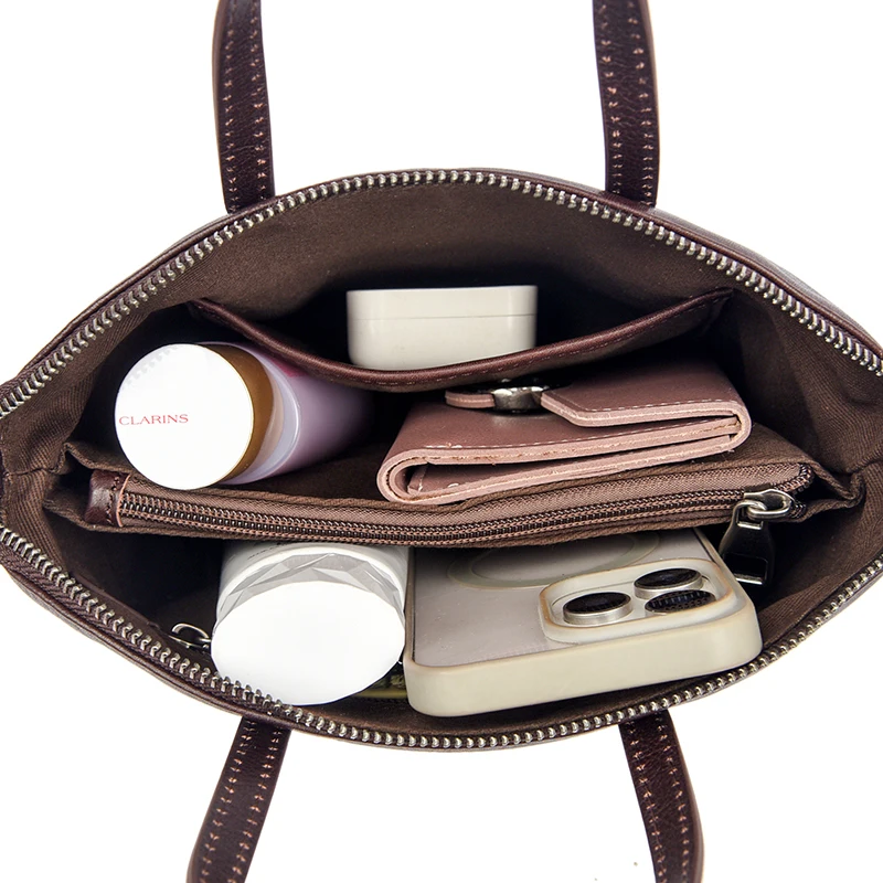 sac à bandoulière en cuir pour femmes, sac à main de banlieue de grande capacité, sac pour femmes en cuir véritable simple et polyvalent
