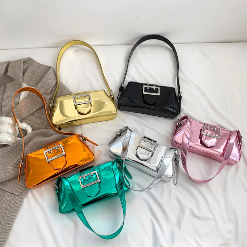 sac à main en cuir pu brillant pour femme, sac à ati elles, sac à main en cuir verni argenté, design de luxe, mode de fête, nouveau initié