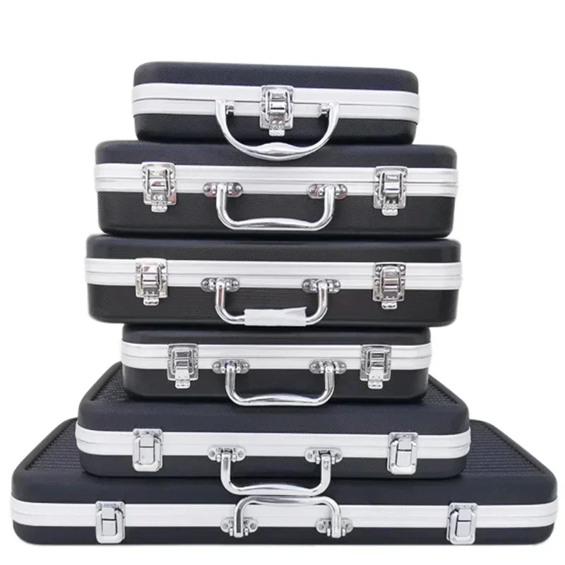 valise de rangement portable avec doublure en aluminium, boîtier en plastique avec alliage de sécurité, éponge, impact, boîte à outils, degré