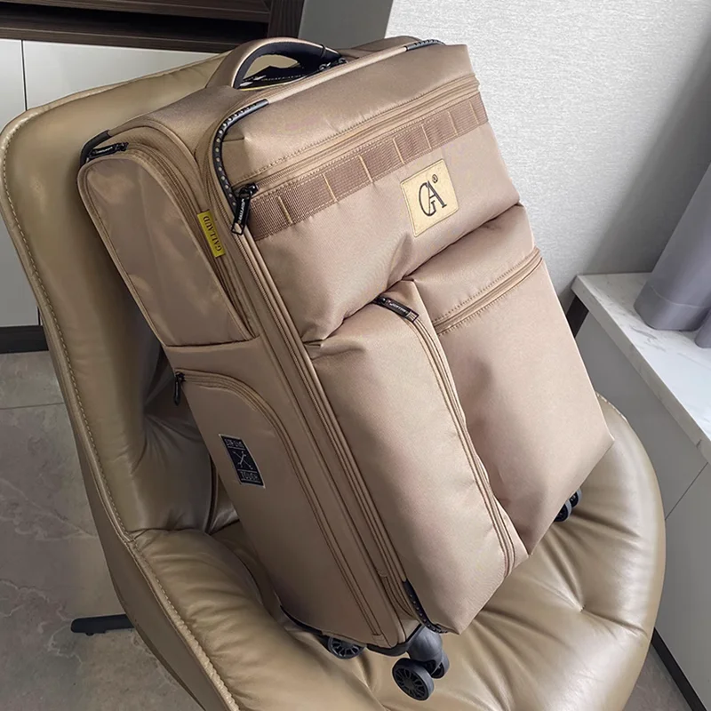 valise d'embarquement silencieuse multifonctionnelle ultra légère, chiffon oxford 20 ", bagage à tige de traction extensible 24, 20/28