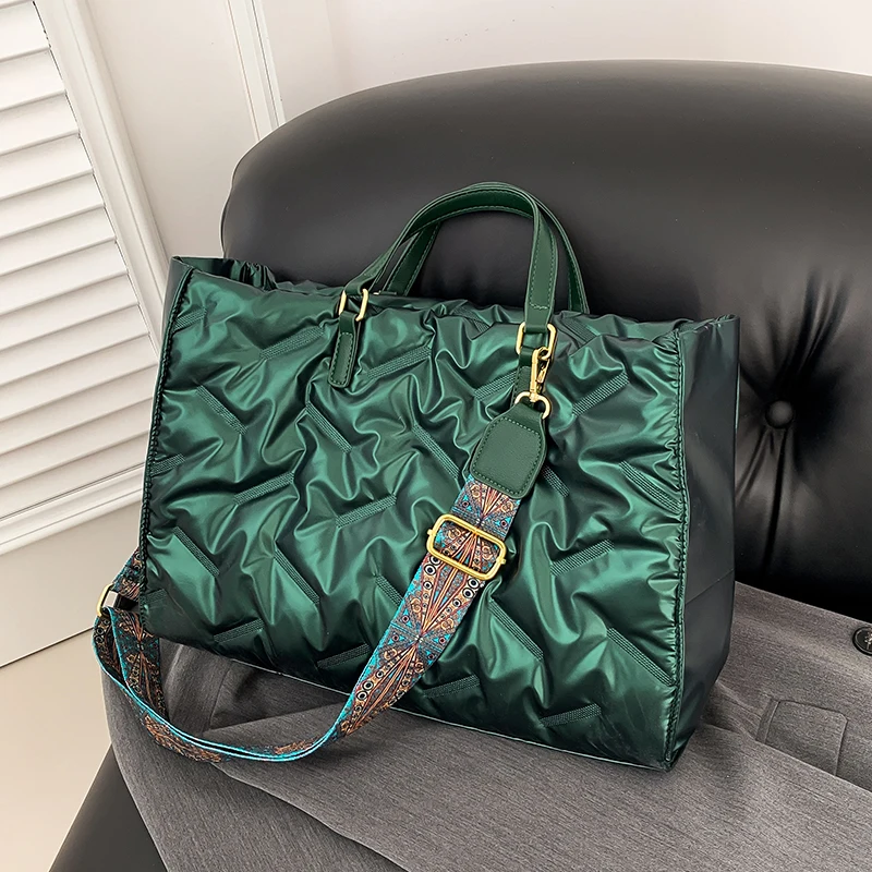 Sacs à main matelassés rembourrés pour femmes, grand fourre-tout, sac à bandoulière en duvet de coton, nylon, luxe, mode, designer, hiver, initié