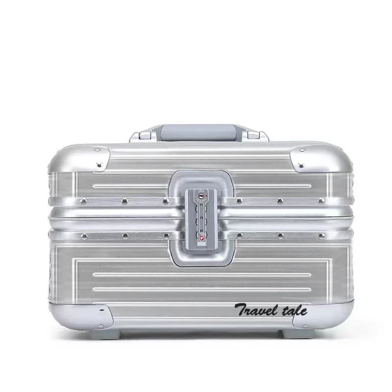 Vescovo 14 "17 pouces en aluminium continuer petite valise cabine dure trousse à cosmétiques bagage furtif