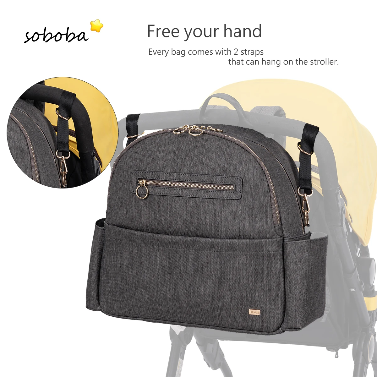 soboba sac à couches étanche pour nouveau né bébé avec étui à sucette grande capacité sac à dos de voyage à langer lisse