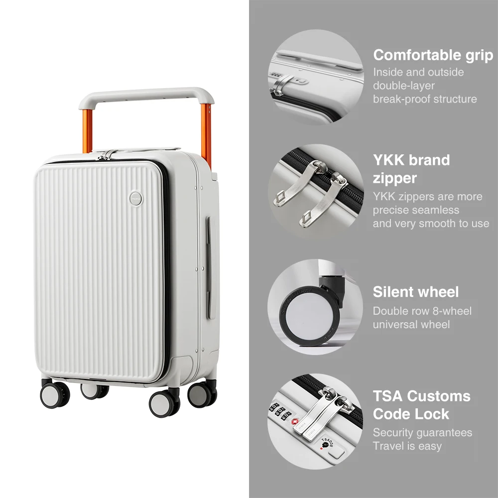 mixi – valise de voyage à large poignée pour ordinateur portable, bagage à main de 20 pouces pour femmes, cadre en aluminium, valise à roulettes 24 pouces