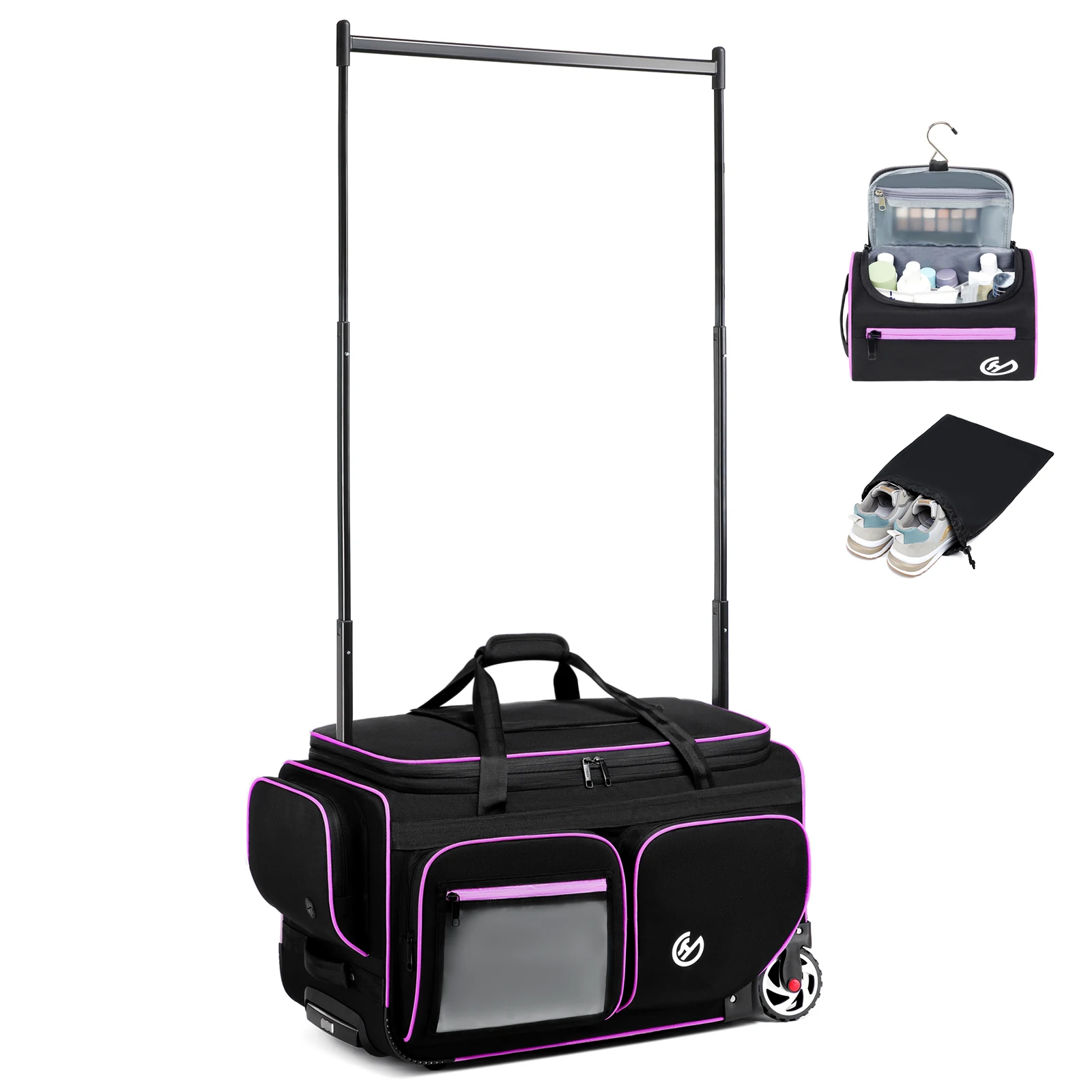 sac de voyage à roulettes d'affaires de grande capacité, bagage à main, sac pour ordinateur portable avec séchage des vêtements, étui de voyage multifonctionnel t1