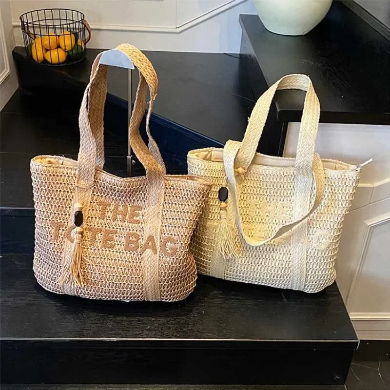 2025 créateur de mode femmes tissé sac à bandoulière grande capacité femme sac de banlieue paille plage fourre tout sacs pochette sac à main sac à main