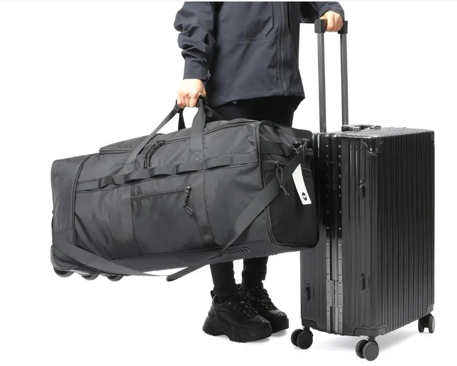 sac polochon roulant pour bagages à main de grande capacité, sac à roulettes de 90l, sacs de déménagement à domicile avec roulettes, sac à bagages pour chariot de voyage