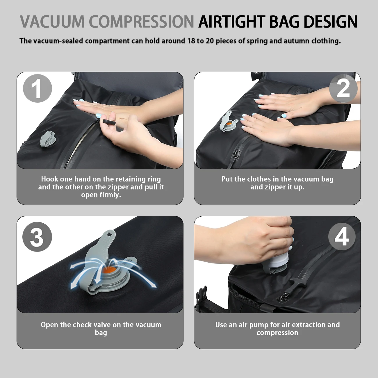 ryanair sac à dos voyage cabine avion 43x30x18, sac à dos de compression sous vide, femmes hommes sac à dos sac pour ordinateur portable d'affaires sac à main