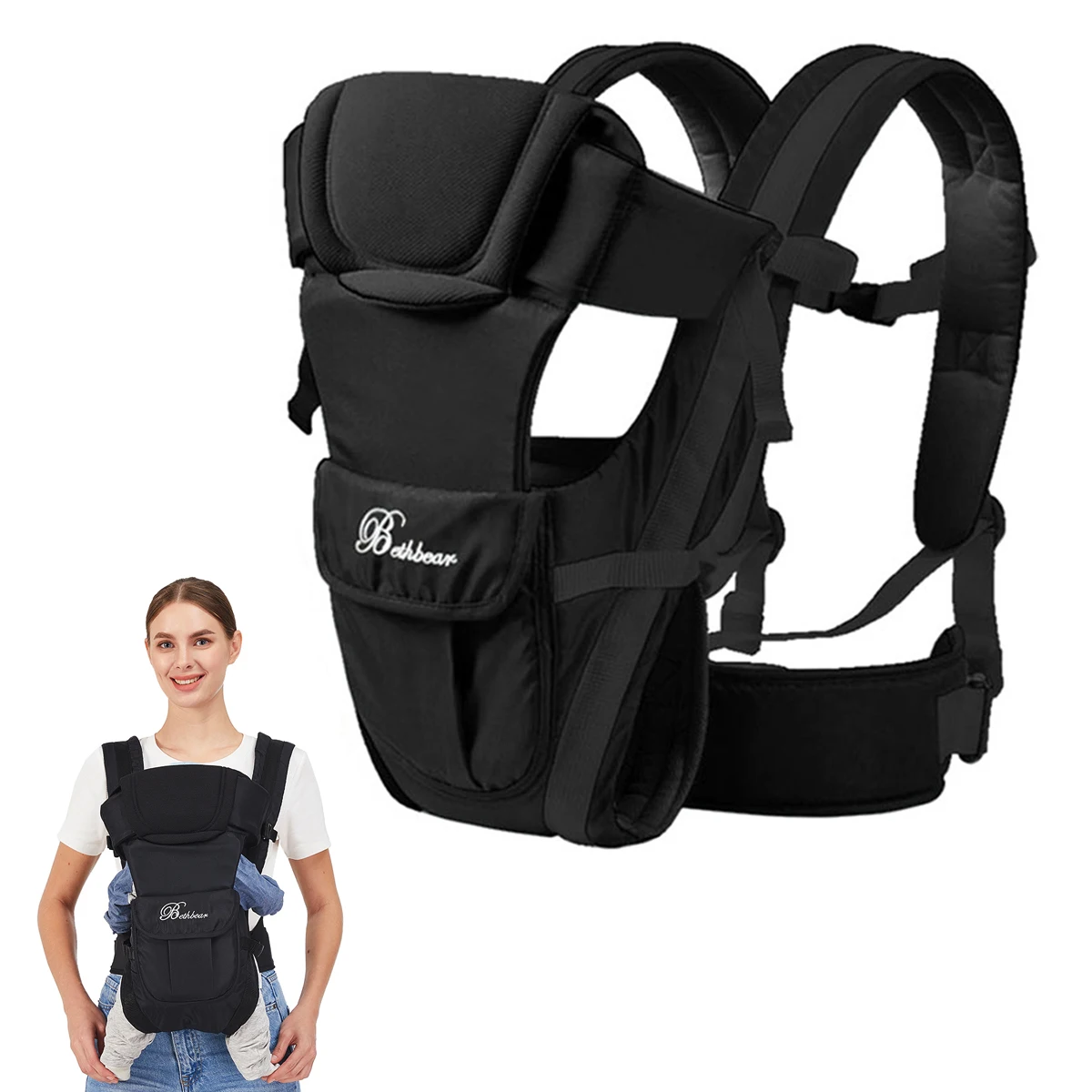 porte bébé, porte sac à dos ergonomique 4 en 1, porte bébé facilement réglable pour nouveau né et tout petit