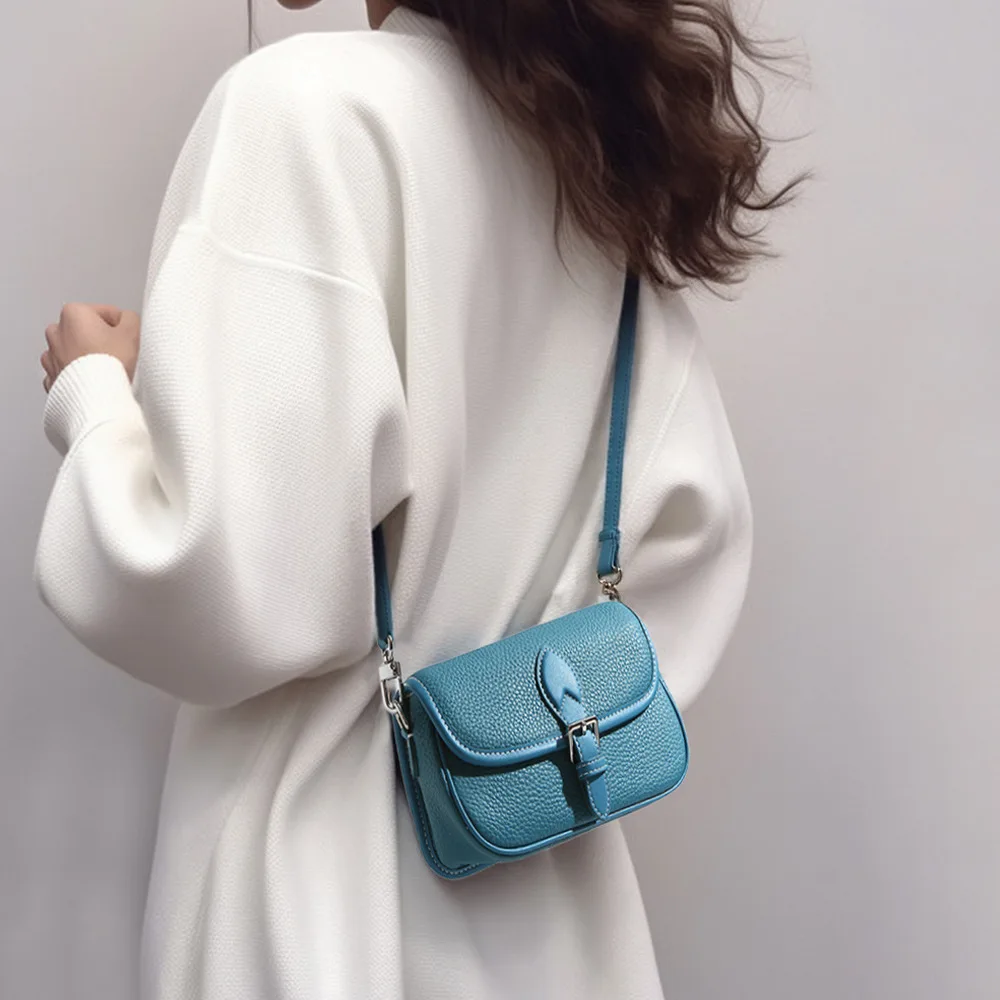 ins chic simple printemps été pochette à usage quotidien première couche en cuir de vache femmes sac à bandoulière petit loisirs beige rose sac à main