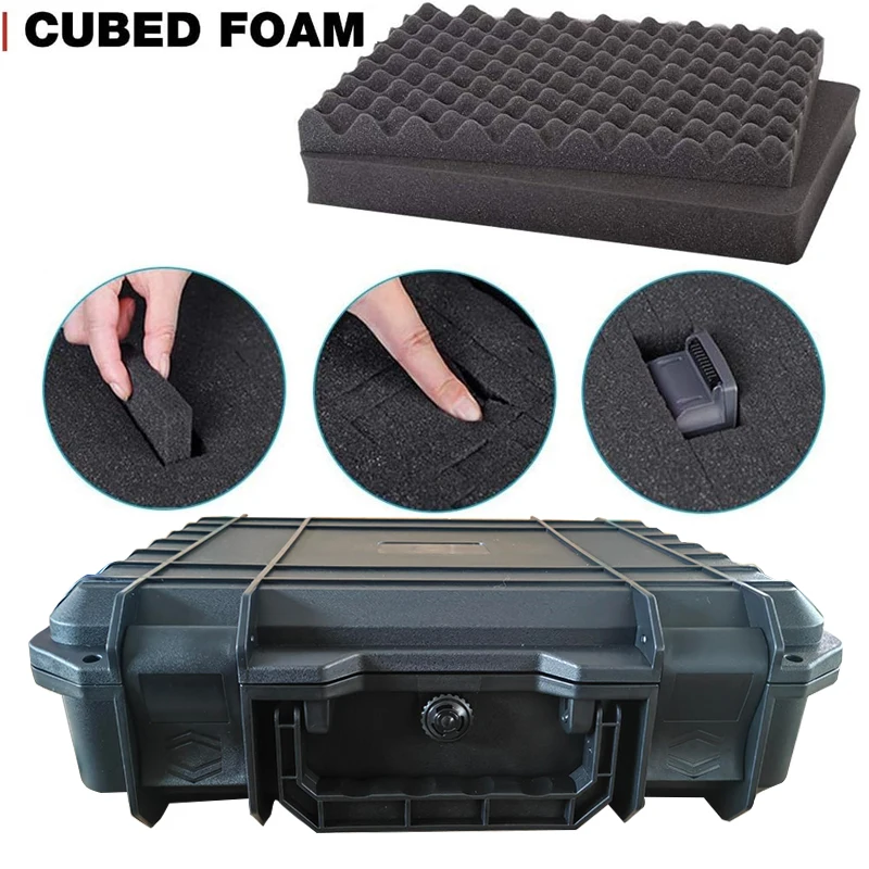 mallette de transport rigide avec éponge, boîte à outils, sac de rangement, équipement de protection, valise de sécurité