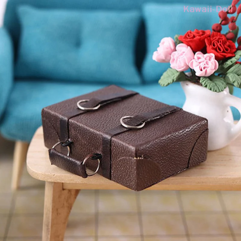 Bagage en cuir de poupée Miniature échelle 1:12, valise Vintage, accessoires cadeau