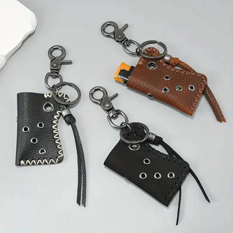 briquet personnalisé créatif en cuir pu, étui rétro en cuir pour briquet de rue, accessoire de sac de taille
