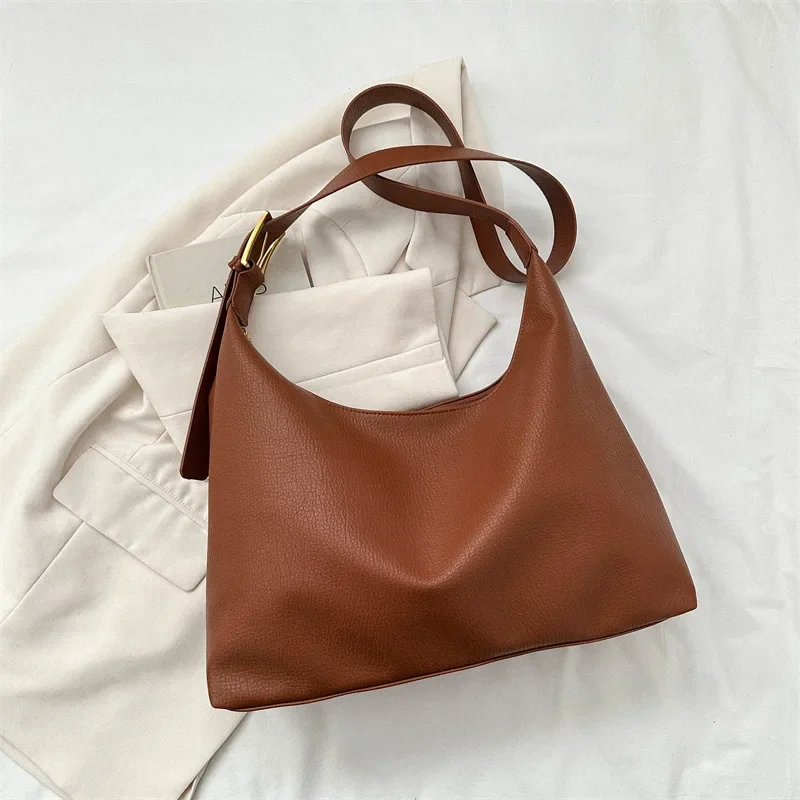 sac à main en cuir pu souple de grande capacité pour femme, sacoche vintage à la mode, fourre-tout pour document solide