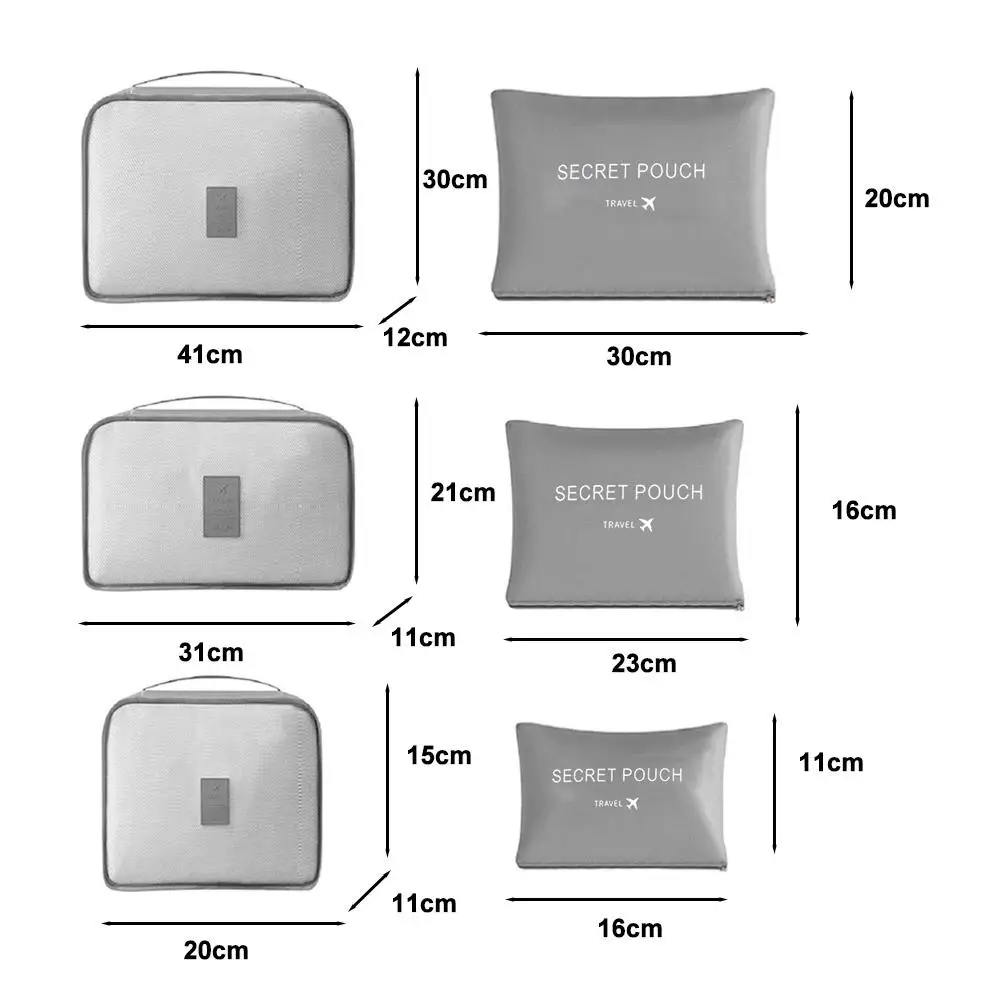 sacs de rangement pour vêtements de voyage, 6 pièces/ensemble, organisateur de bagages portable, cubes d'emballage de valise avec pochette à chaussures