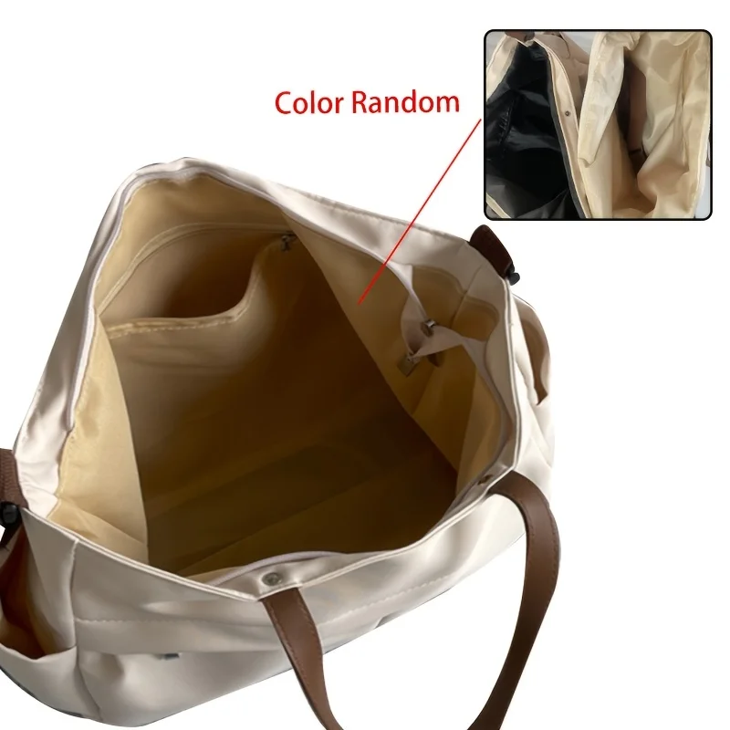 sac fourre tout élégant en nylon pour femmes, sac à bandoulière avec deux poches, sac à main de transport de grande capacité