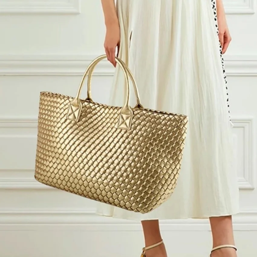 Sacs à main tissés de luxe pour femmes, grands sacs à bandoulière de styliste pour femmes, sacs à main de shopping en PU à la mode, pochettes composites, 2025