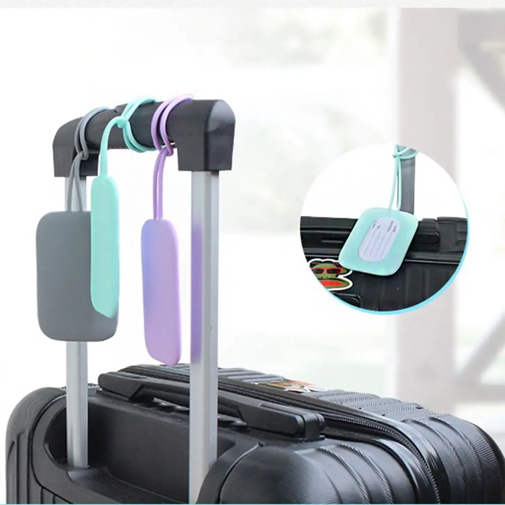 Étiquette de bagage en silicone pour hommes et femmes, valise, nom, anti perte, étanche, avion, attro, accessoires de voyage