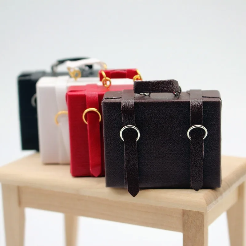 maison de poupée maison de poupée simulation valise en cuir porte documents mini modèle bricolage sac à main miniature scène décoration