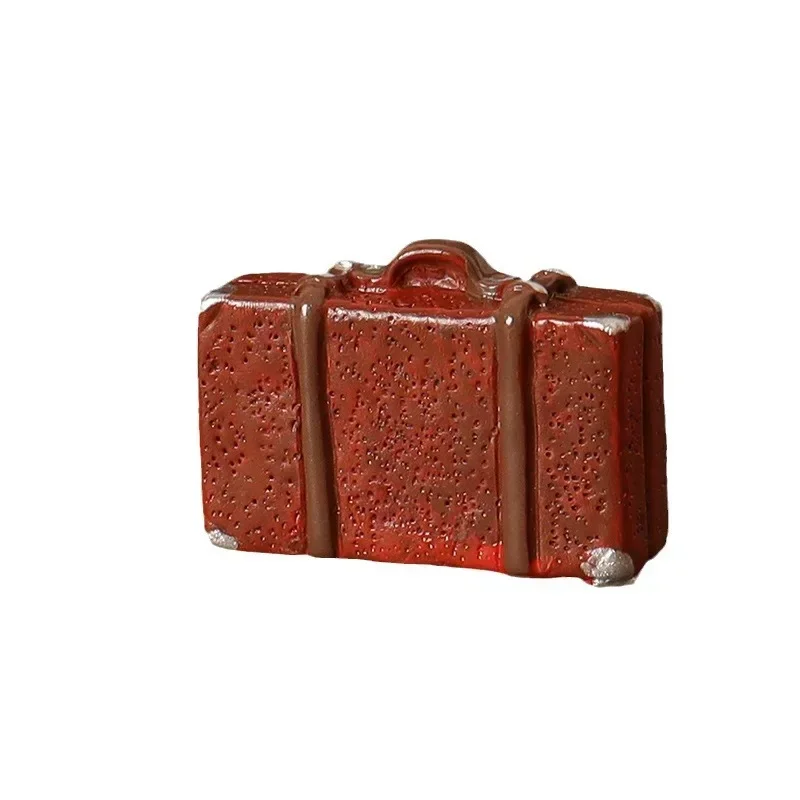 coffre à bagages en cuir beurre, boîte en bois vintage, accessoires de poupées, courses, meubles de maison, cadeau