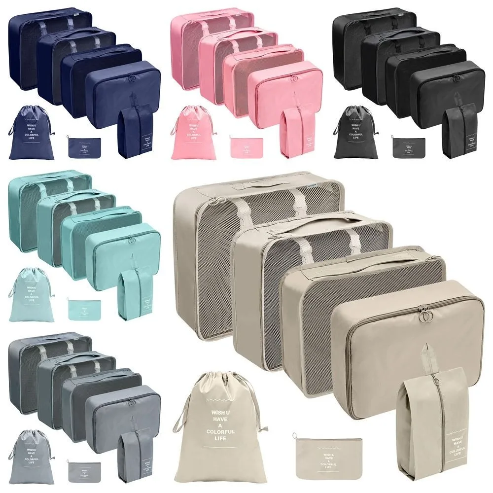 7 pièces/ensemble grande capacité organisateur de voyage sacs de rangement pliant valise étanche cubes d'emballage ensemble étuis portables