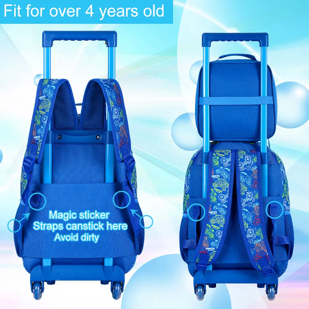 valise pour enfants pour garçons, bagage roulant de voiture avec roues, bagage de voyage pour enfants en bas âge élémentaire