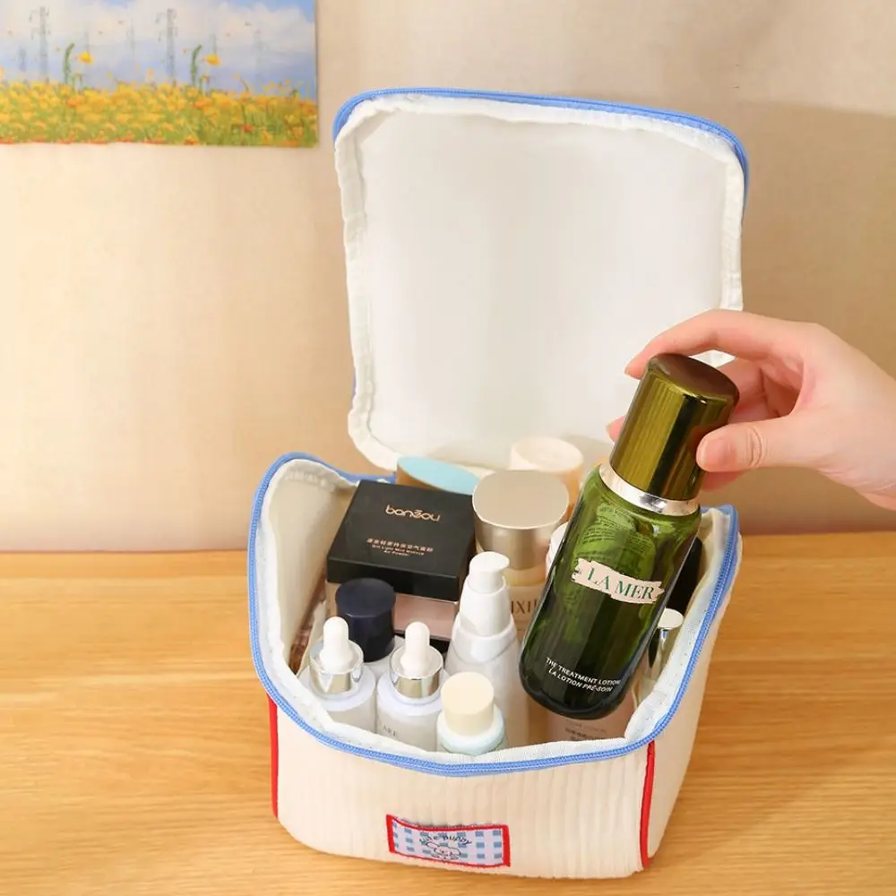 sac de maquillage de cabine mignon de grande capacité, étui à cosmétiques portatif en forme de maison kawaii, étui de rangement à fermeture éclair, sac de rangement portable