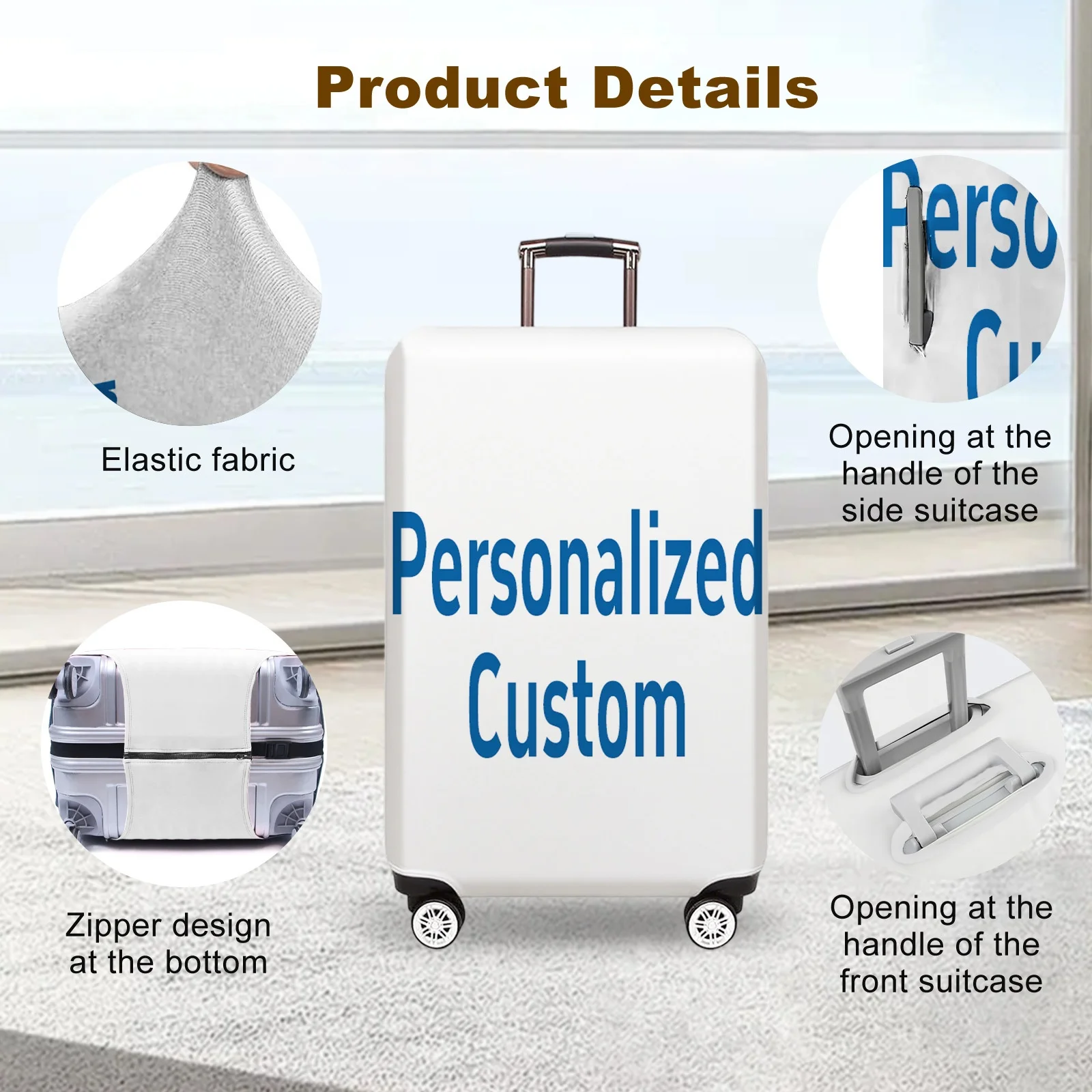 housse de bagage en nylon personnalisable avec nom personnalisé protecteur de bagage élastique pour valise, organisateur de sac à main anti poussière, adapté aux valises de 18 à 32 pouces, bagage de voyage, housse de bagage personnalisée, matériel de voyage élégant, personnaliser avec vos propres photos et texte, impression double face