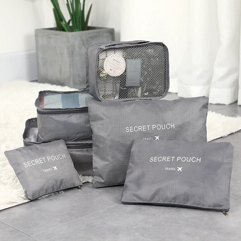 ensemble de 6 cubes d'emballage, sacs de rangement pour vêtements de voyage, organisateurs de bagages avec chaussures, sacs de toilette, organisateur de valise léger