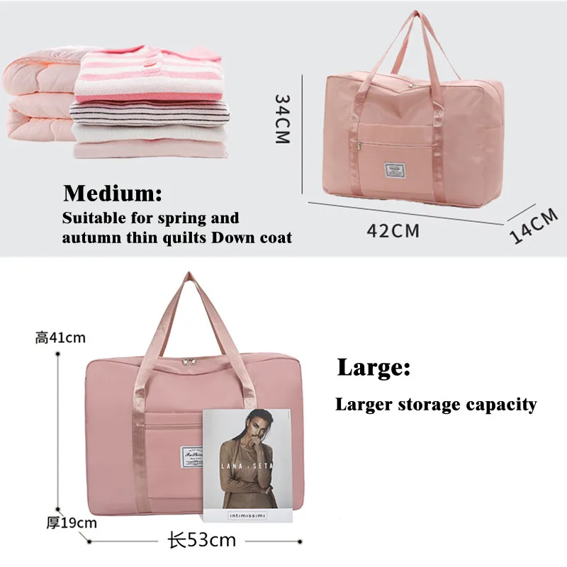 sac de voyage de grande capacité en tissu nylon, multifonctionnel, portable, de rangement, pliable, pour avion