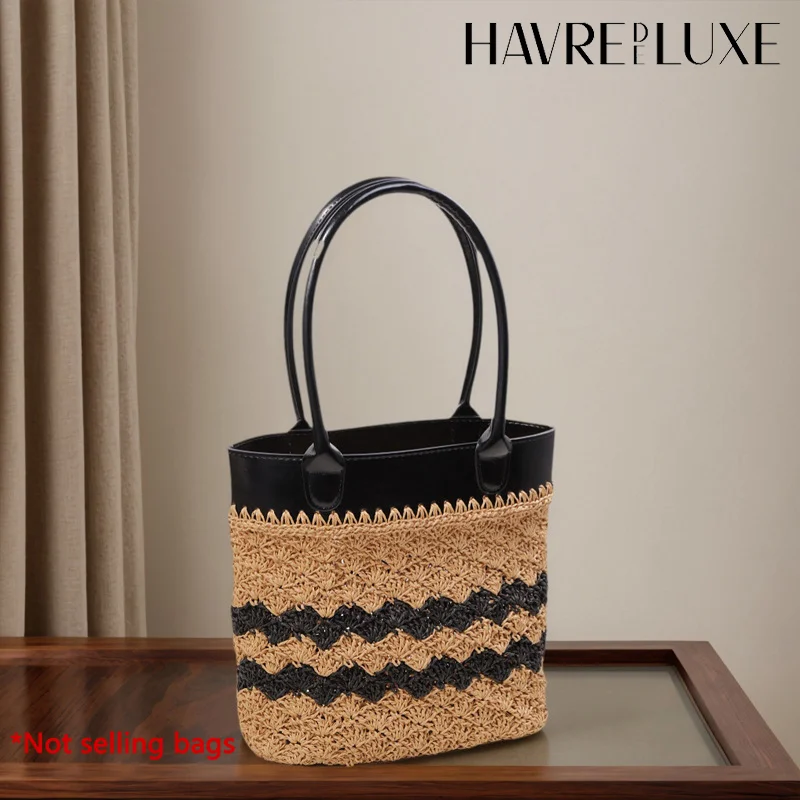 sac en cuir à double poignée pour femmes, matériel de bricolage, matériaux de tissage cousus à la main, accessoires de sac en rotin