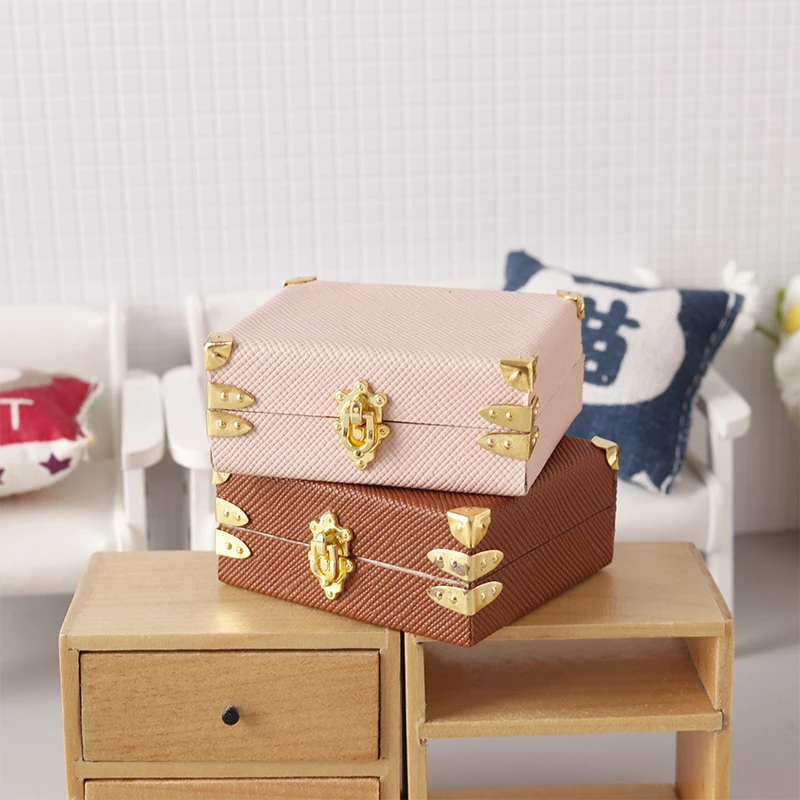 valise miniature pour maison de poupée 1:12, boîte à bagages en cuir vintage, boîte de rangement, modèle de maison, jouet de décoration, maison de poupée, micro scène, jouet de décoration