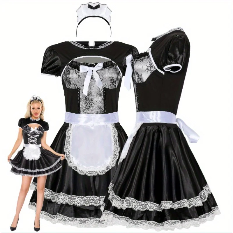Costume de femme de chambre noir pour jeu de rôle! Disponible en tailles M - XL Idéal pour les vêtements et accessoires de déguisement de jeu et de cosplay