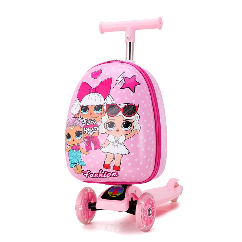 nouveau mignon skateboard valise scooter enfants chariot boîte à bagages 16 "garçons et filles joli sac à main étudiant étui de voyage