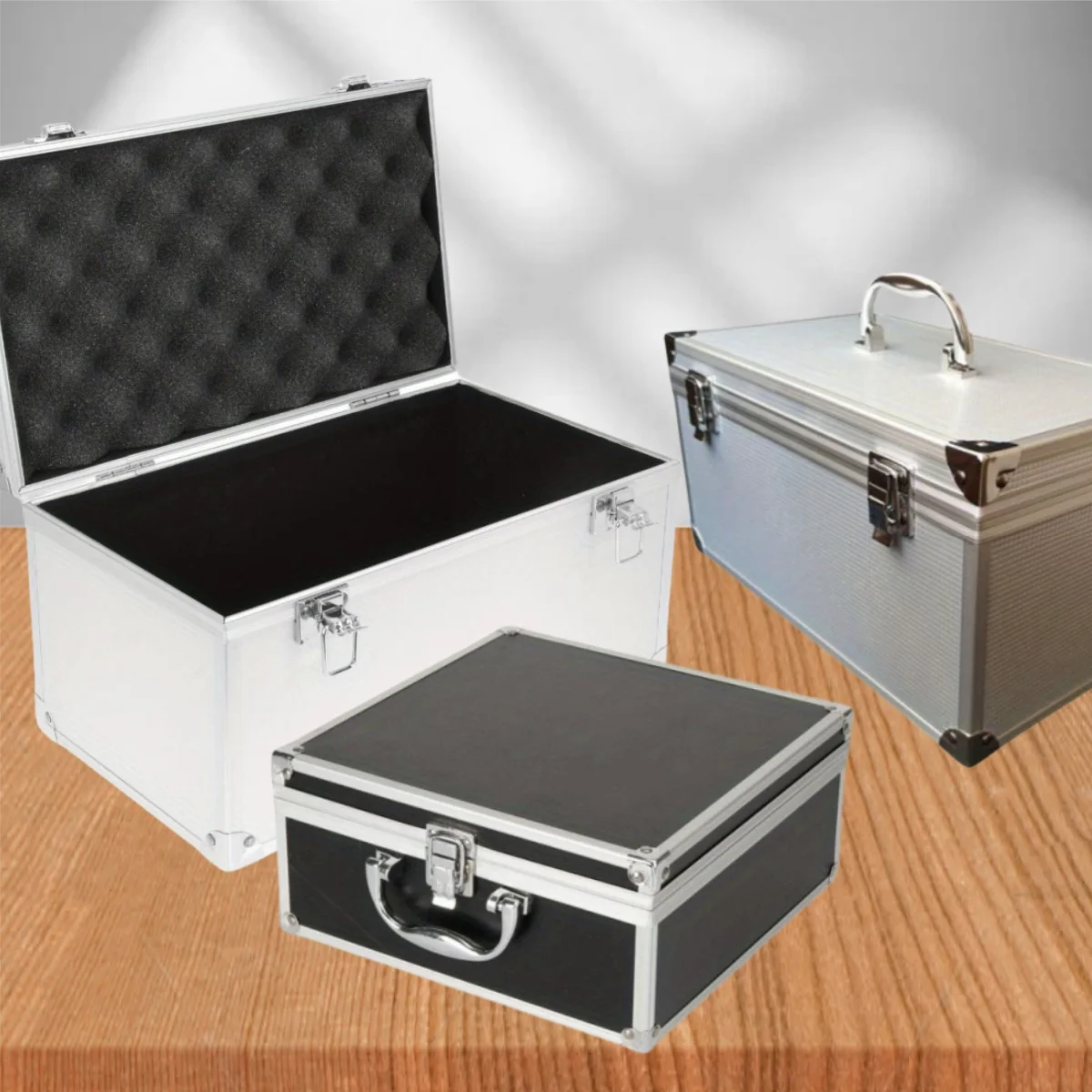 Pièces de valise en aluminium, conteneurs de toilette, jouet dur, Organization de Garage, rangement, boîtier de verrouillage en métal Portable sans éponge