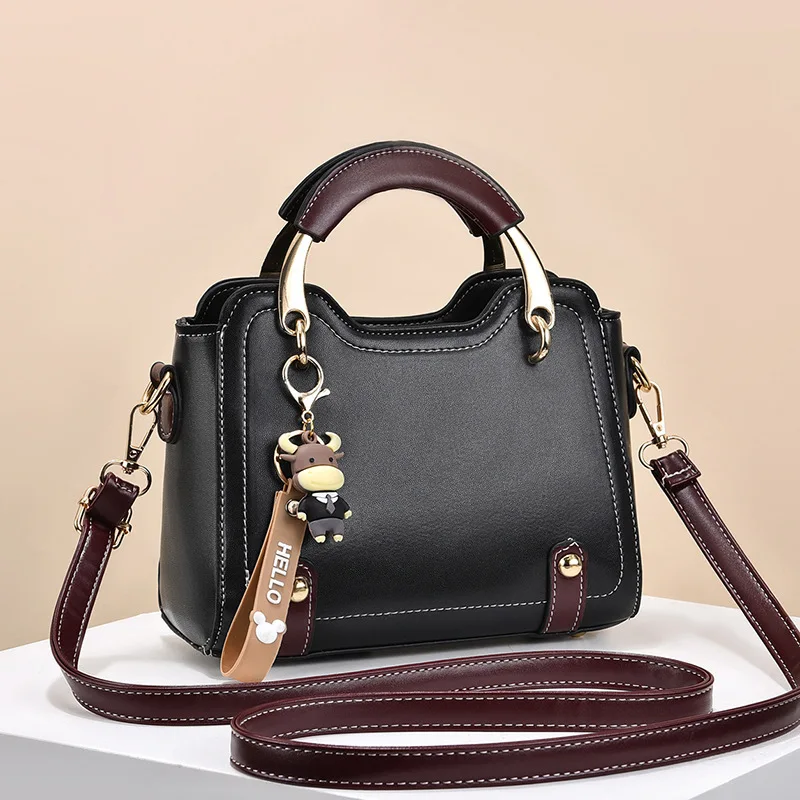 sac à main chic en forme de coquille pour femmes, sac à bandoulière simple, matériau pu tendance, taille moyenne, couleur contrastée, sac à la mode