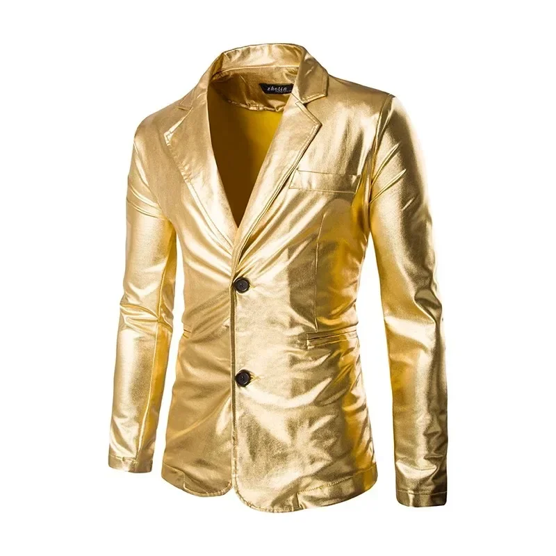 veste et pantalon slim trempés pour hommes, blazer de rhde mariage, ensemble 2 pièces, monochromatique, brillant, fête, or, argent, noir, 2 boutons, 3xl