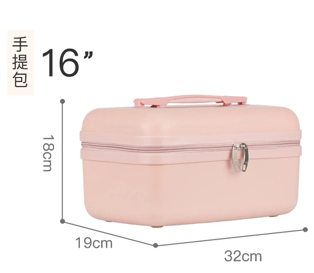 valise portable de 16 pouces, petit sac de maquillage portable léger, valise de rangement, petite valise en cuir, voyage d'embarquement ﻿