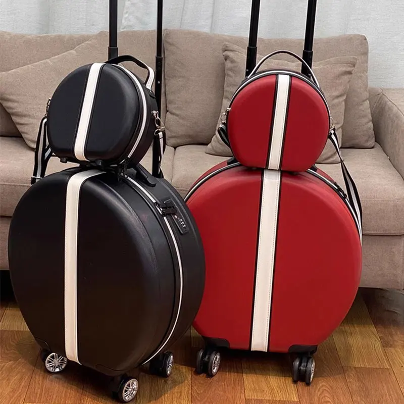 valise à bandoulière pour femmes, ensemble rond de 18 pouces, coffre d'embarquement, bagages silencieux, roue universelle légère, étui de voyage, 2025