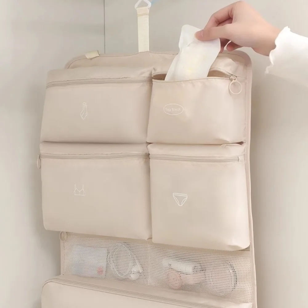 pochette de rangement de bagages suspendue, sac de voyage pliable de grande capacité, organisateur anti poussière avec poignée, cubes d'emballage