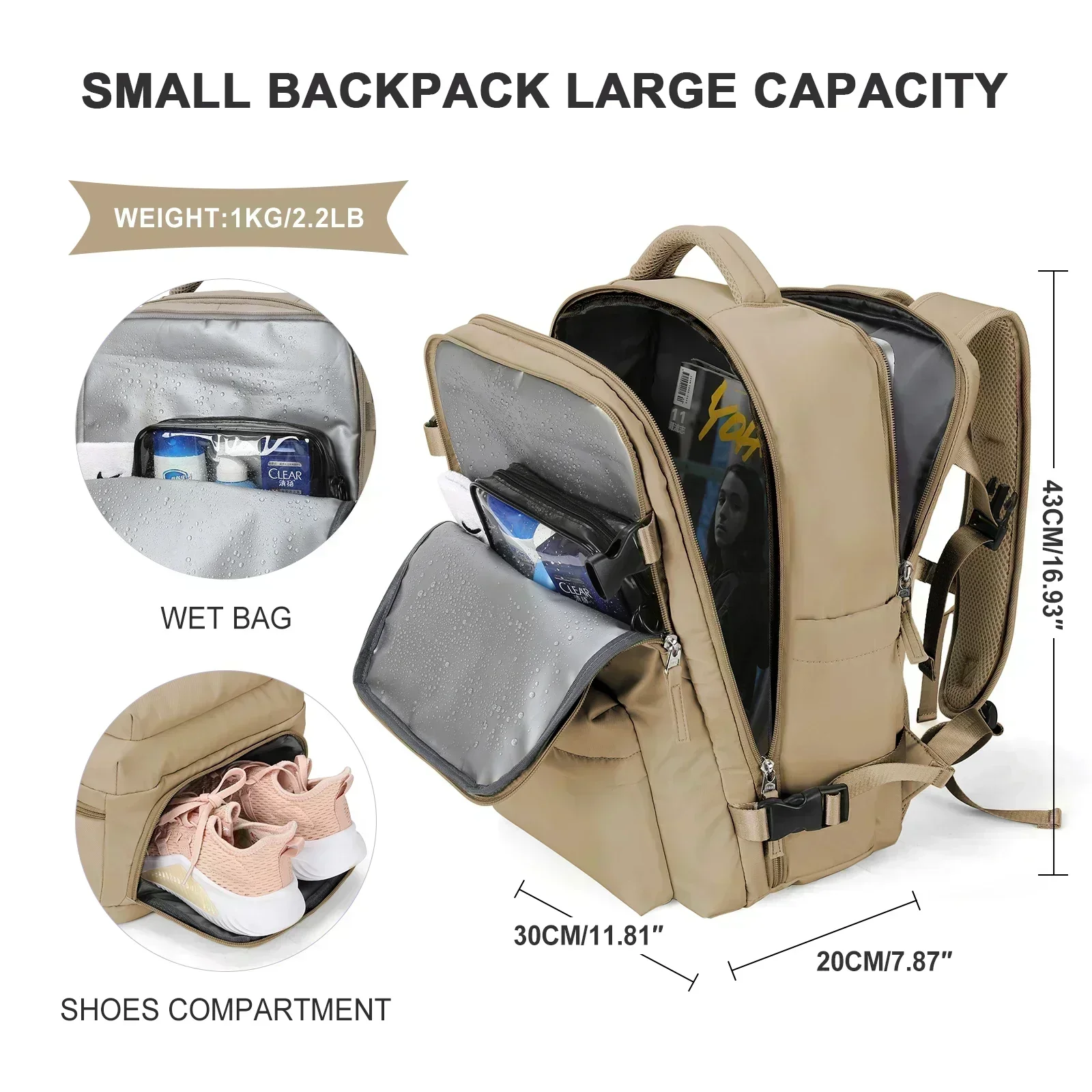 sac à dos 40x30x20 avion, sac à dos de bagage à main de cabine, sac à dos pour ordinateur portable pour voyage en avion, sac à dos d'école