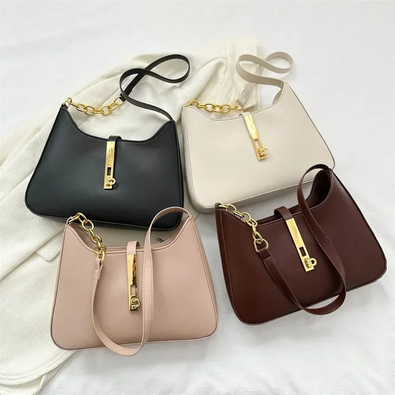 sac à bandoulière en cuir pu de luxe pour femmes, sacs à main design décontractés de couleur unie, bourse de marque, pochette de shopping à la mode, 2024