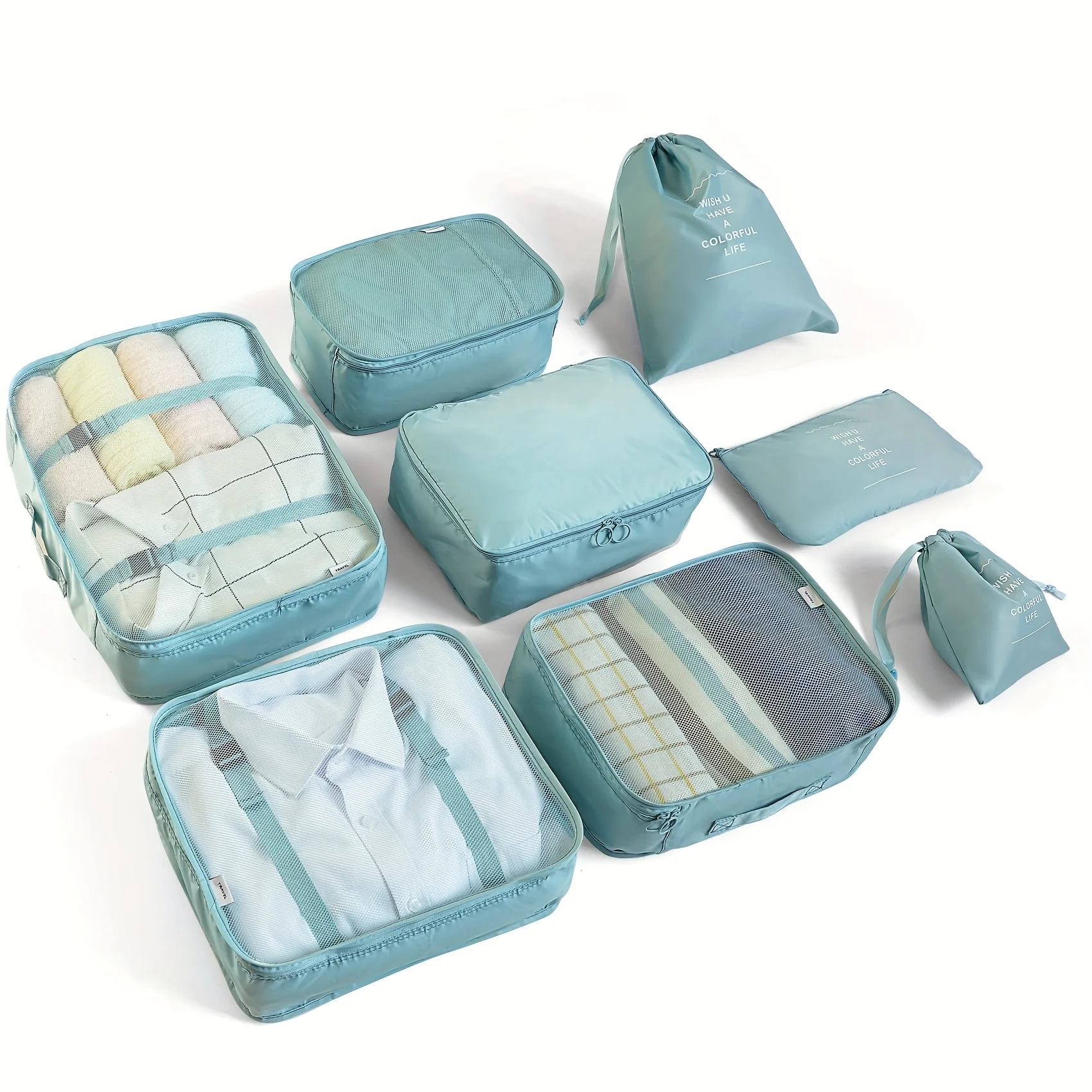 8 ensembles de cubes d'emballage pour valises, organisateurs d'emballage de bagages de voyage, accessoires essentiels de voyage, organisateur de bagages