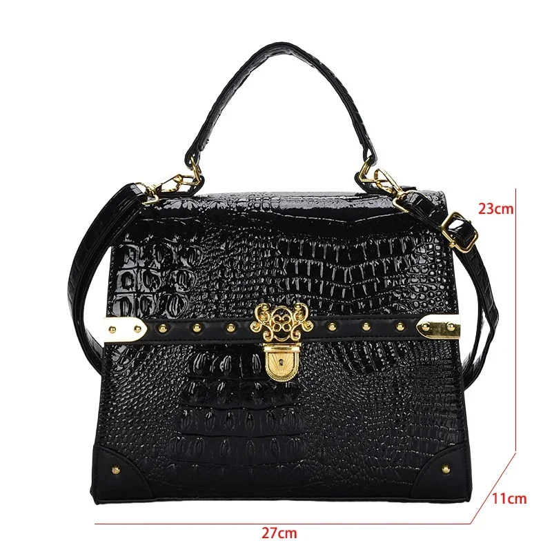 petit sac carré pour femme, sac à main classique, motif crocodile, sac à bandoulière, designer initié, marque supérieure
