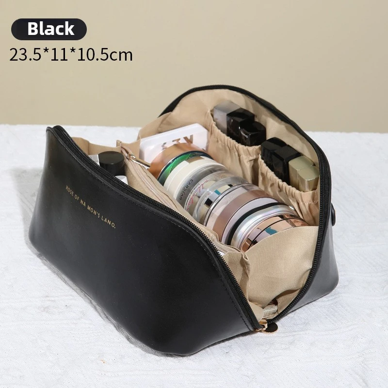 sac à cosmétiques de grande capacité, sac de rangement de cosmétiques, trousse de toilette de voyage portable en cuir pu, sac à cosmétiques pour femmes, organisateur de produits de toilette