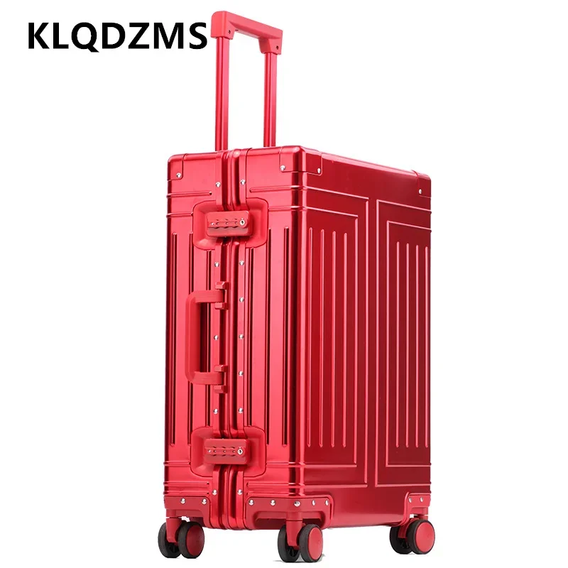 klqdzms sac de voyage entièrement en alliage d'aluminium et de magnésium, valise à roulettes de grande capacité, boîte d'embarquement, 20 po, 24 po, 26 po, 29 po